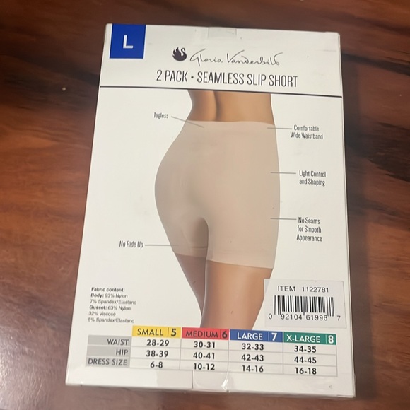 Gloria Vanderbilt 2 Pack Body Shaper Seamless Slip Short Large 14-16 Tan black - Picture 2 of 2